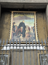 Painting of Francis Xavier Bianchi at the front of the Chiesa di Santa Maria di Caravaggio church at the Piazza Dante square