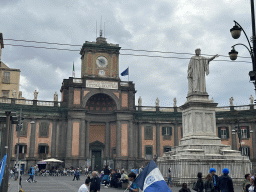 Monument of Dante Alighieri and the front of the Convitto Nazionale Vittorio Emanuele II boarding school at the Piazza Dante square