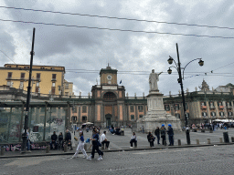The Piazza Dante square with the Monument of Dante Alighieri and the front of the Convitto Nazionale Vittorio Emanuele II boarding school