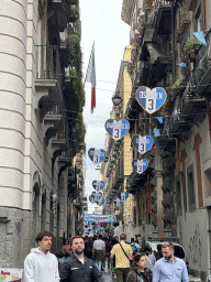 SSC Napoli football fans at the Via Maddaloni street, viewed from the Via Toledo street