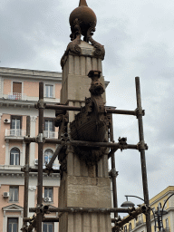 Column at the Piazza Giovanni Bovio square, under renovation