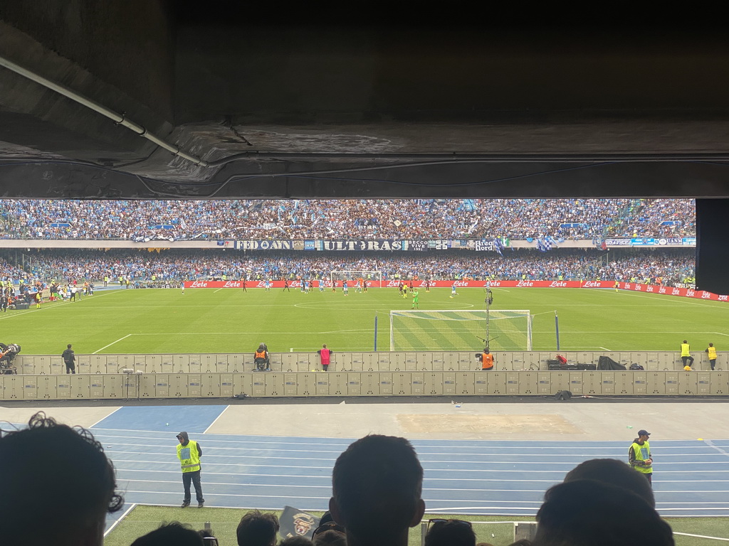 SSC Napoli in the attack at the Stadio Diego Armando Maradona stadium, viewed from the Curva A Inferiore grandstand, during the football match SSC Napoli - Salernitana