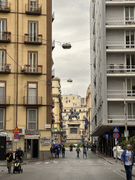 The Via Marchese Campodisola street and the Piazza Giovanni Bovio square with the south side of the Vittorio Emanuele II Monument