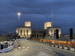 Front of the Naples Port Terminal, viewed from the Via Cristoforo Colombo street, by night