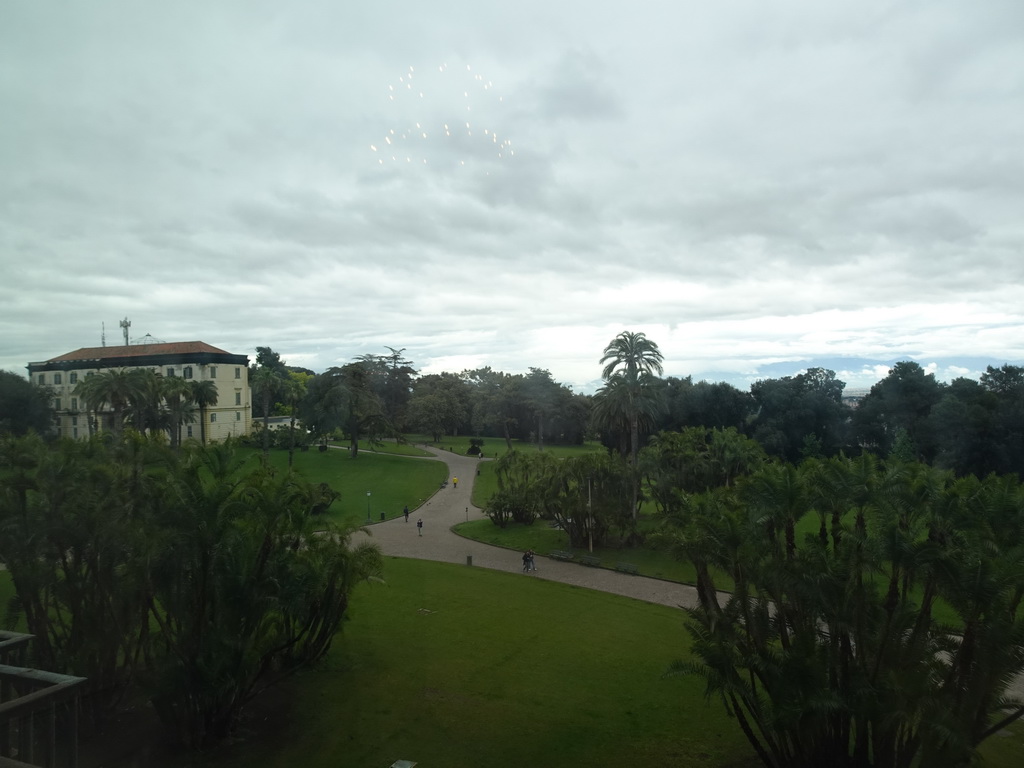 The Real Basco di Capodimonte park with the southwest side of the Palazzina dei Principi building, viewed from the First Floor of the Museo di Capodimonte museum