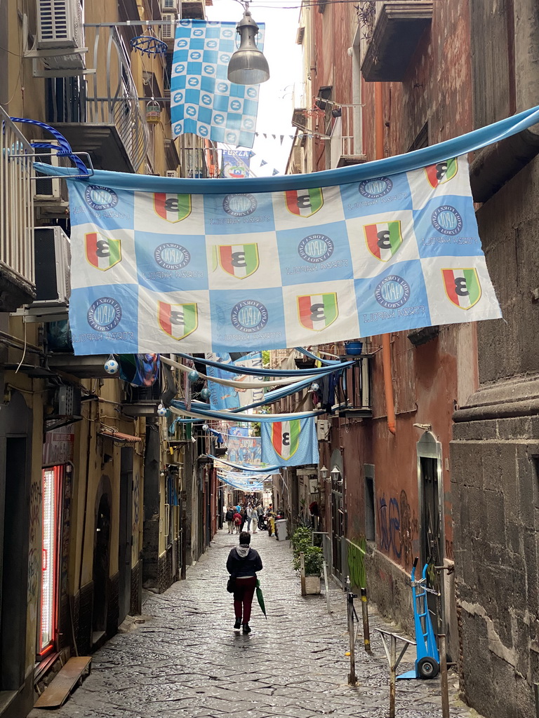 Decorations for SSC Napoli`s third Italian championship at the Via Atri street