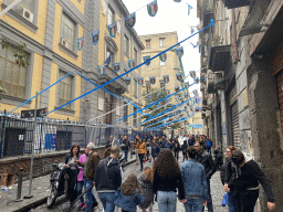 Decorations for SSC Napoli`s third Italian championship at the Via dei Tribunali street