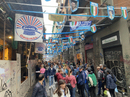 Decorations for SSC Napoli`s third Italian championship at the Via dei Tribunali street