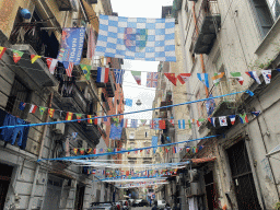 Decorations for SSC Napoli`s third Italian championship at the Via delle Zite street