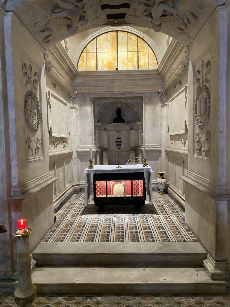 Altar with relic at the Crypt of San Gennaro at the Duomo di Napoli cathedral