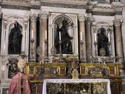 Altar and the Reliquary of San Gennaro at the apse at the south side of the Chapel of San Gennaro at the Duomo di Napoli cathedral