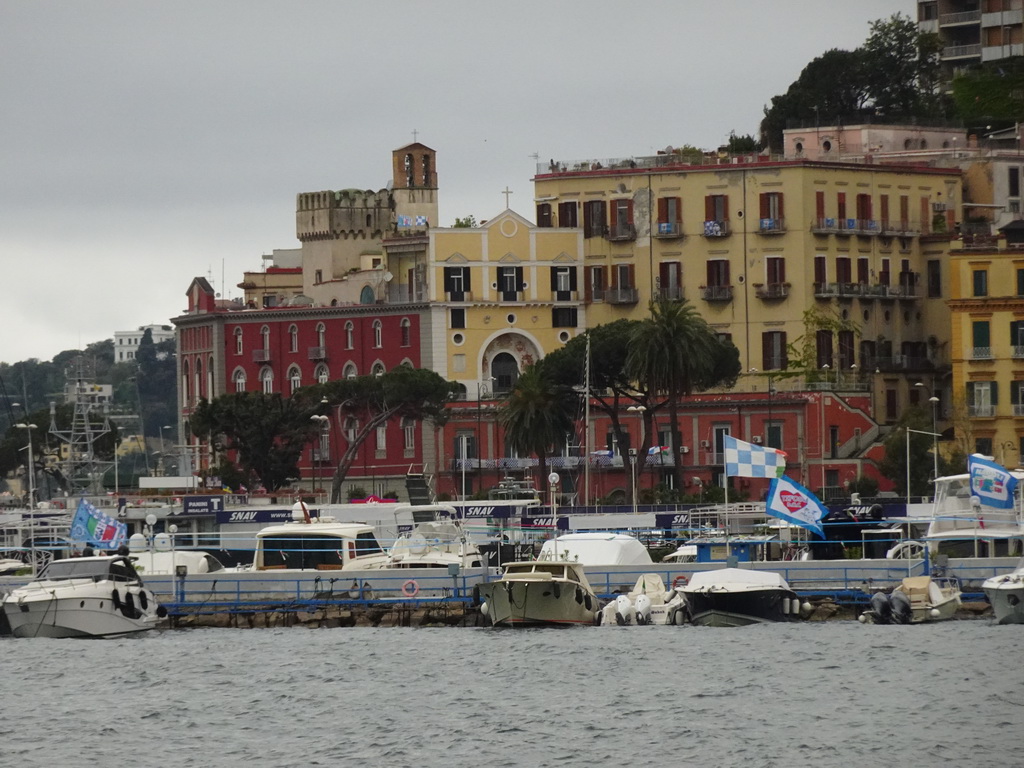 The Chiesa di Santa Maria del Parto church and other buildings at the Via Mergellina street, viewed from the Via Caracciolo Francesco street