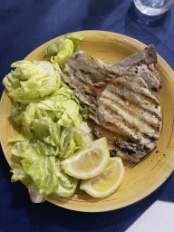 Steak and salad at the Ristorante Osteria Sannazaro restaurant