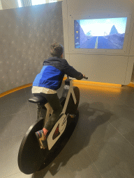 Max on a bicycle at the Corporea building at the east side of the Città della Scienza museum