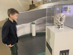 Max with a robot head at the Corporea building at the east side of the Città della Scienza museum