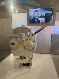 Max on a screen with a robot head at the Corporea building at the east side of the Città della Scienza museum