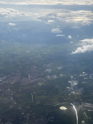 The Volturno river and the city of Capua, viewed from the airplane to Eindhoven