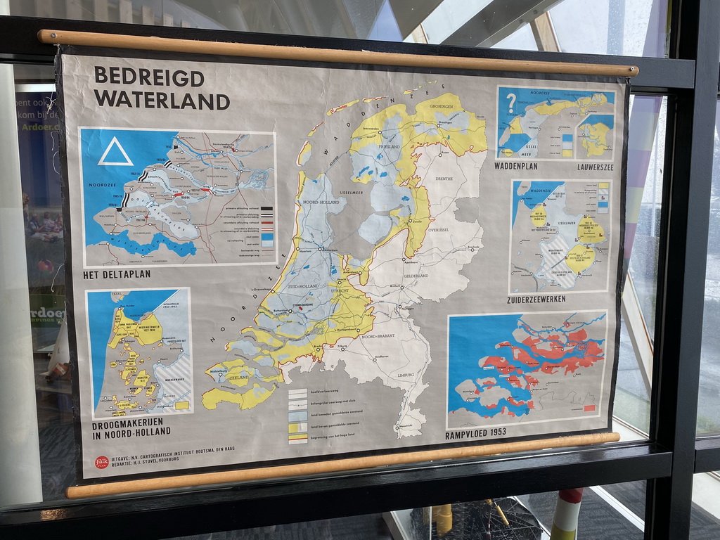 Map with dams in the Netherlands at the Delta Expo at the Deltapark Neeltje Jans
