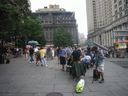 Film crew at the square on the east side of New York City Hall