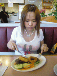 Miaomiao in our lunch restaurant in Brooklyn