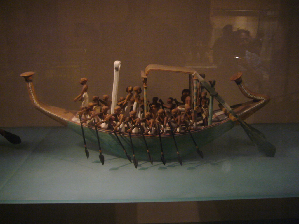 Egyptian travelling boat being rowed, in the Metropolitan Museum of Art