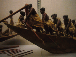 Egyptian travelling boat being rowed, in the Metropolitan Museum of Art