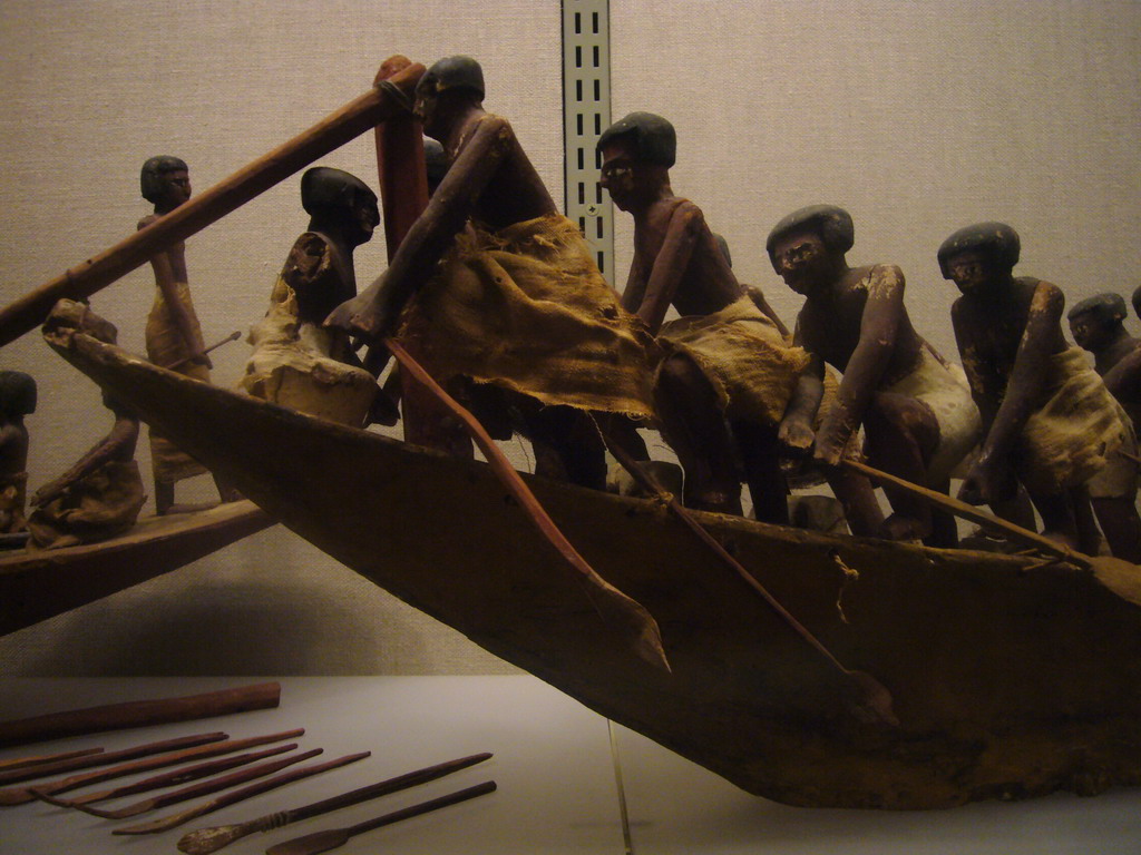 Egyptian travelling boat being rowed, in the Metropolitan Museum of Art