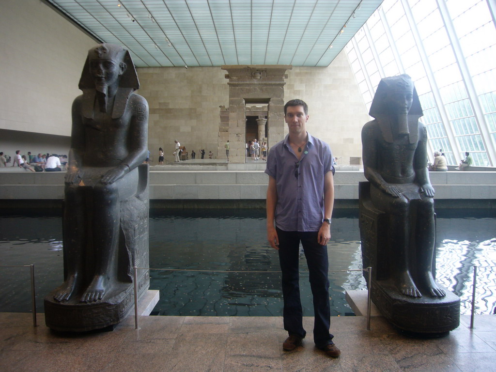 Tim in front of the Temple of Dendur, in the Metropolitan Museum of Art