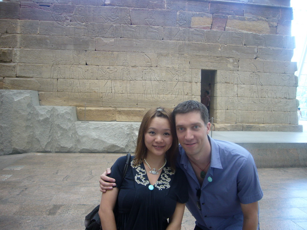 Tim and Miaomiao at the Temple of Dendur, in the Metropolitan Museum of Art