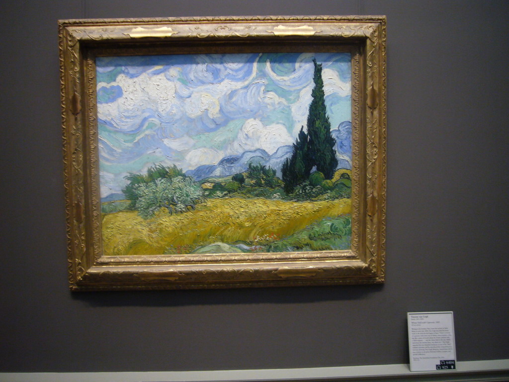 The painting `Wheatfield with Cypresses` by Vincent van Gogh, in the Metropolitan Museum of Art