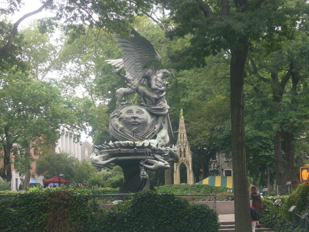 The Peace Fountain sculpture, outside the Cathedral of Saint John the Divine