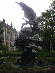 The Peace Fountain sculpture and the Cathedral of Saint John the Divine