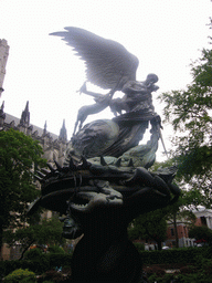 The Peace Fountain sculpture and the Cathedral of Saint John the Divine