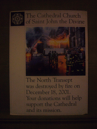 Poster on a wall in the Cathedral of Saint John the Divine