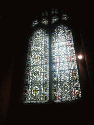 Stained glass window in St. Columba`s Chapel, in the Cathedral of Saint John the Divine