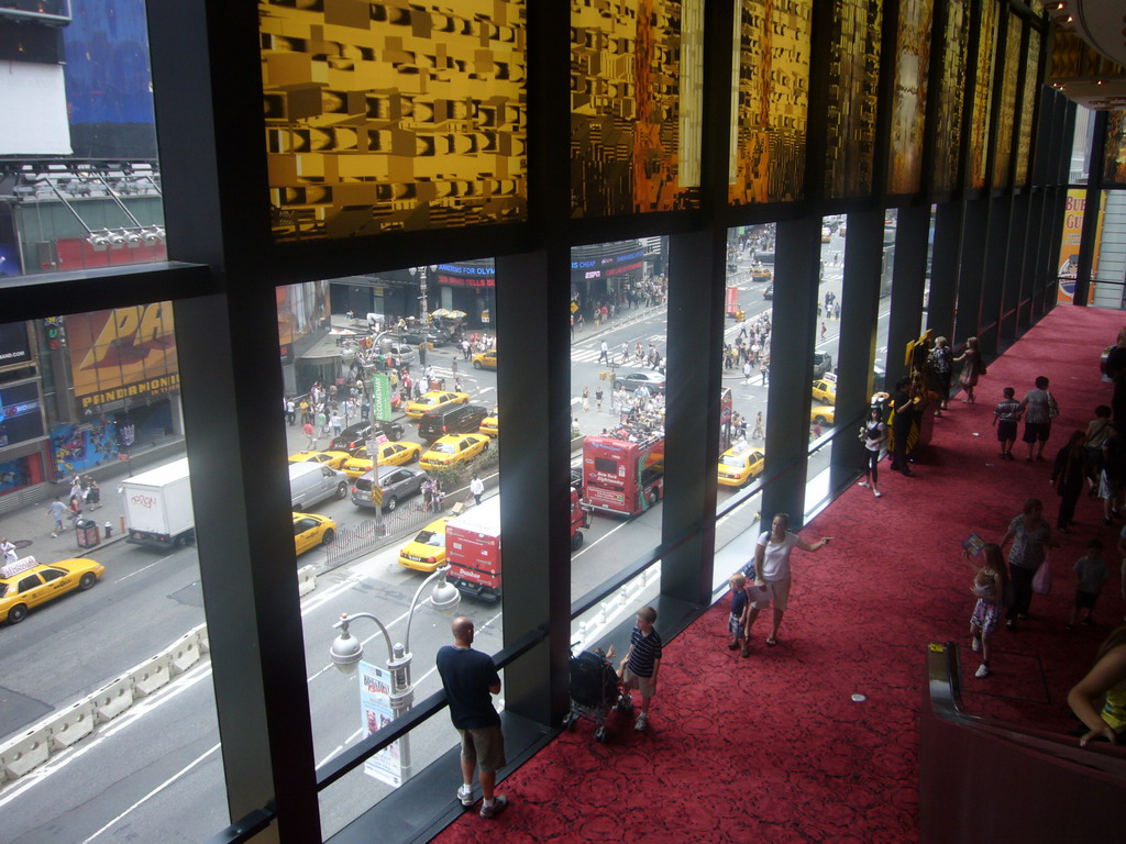 The lobby of the Minskoff Theatre, and Times Square