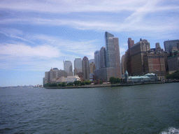 The skyline of Manhattan, from the Liberty Island ferry