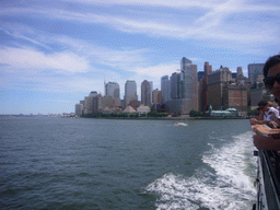 The skyline of Manhattan, from the Liberty Island ferry