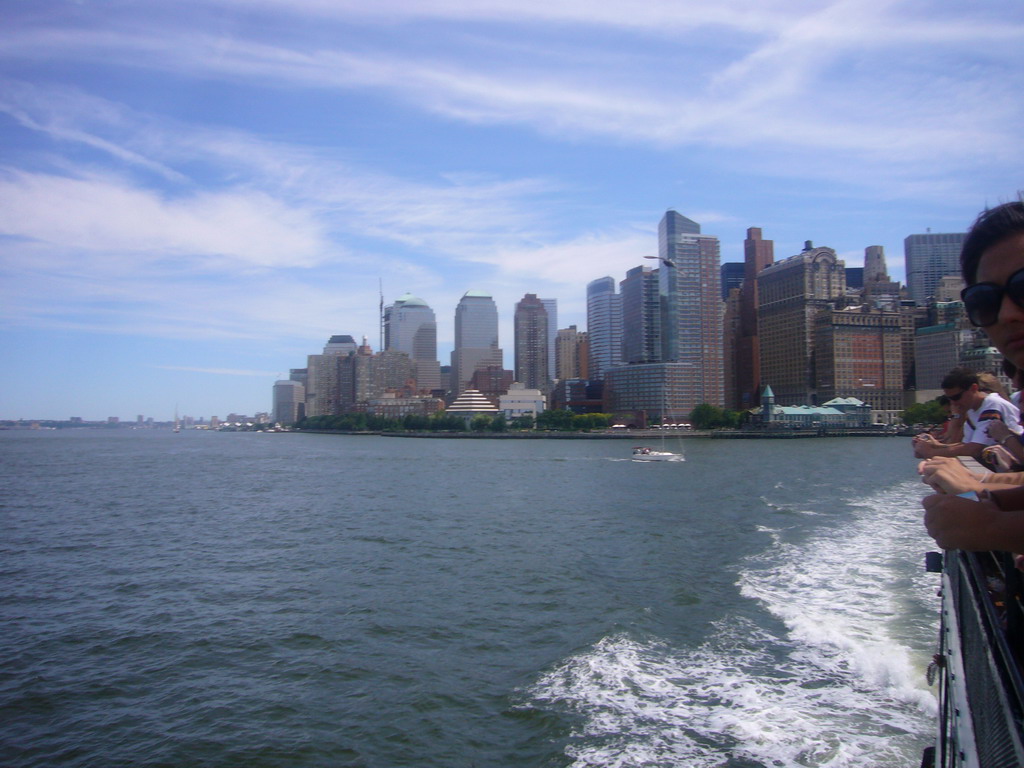 The skyline of Manhattan, from the Liberty Island ferry