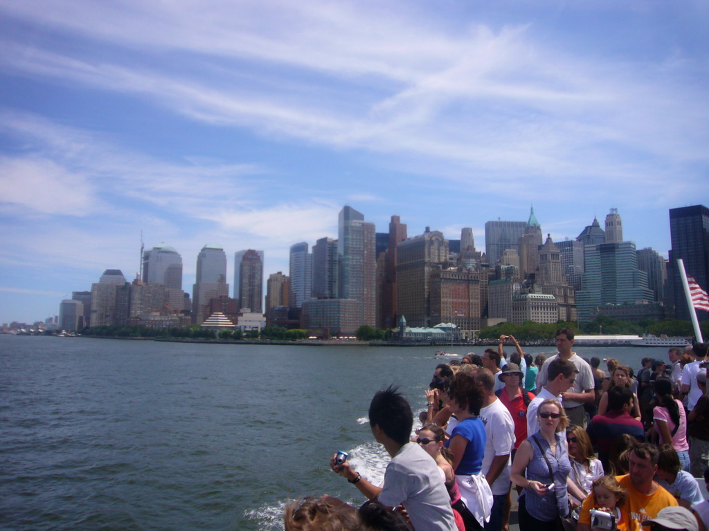 The skyline of Manhattan, from the Liberty Island ferry