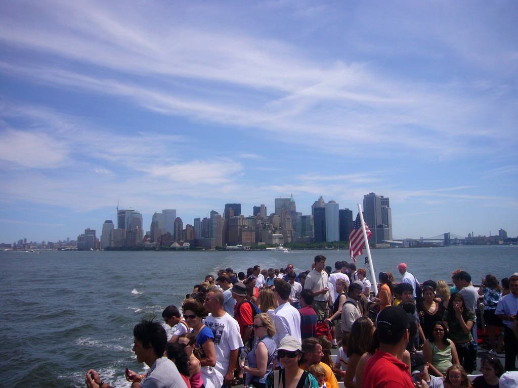 The skyline of Manhattan, from the Liberty Island ferry