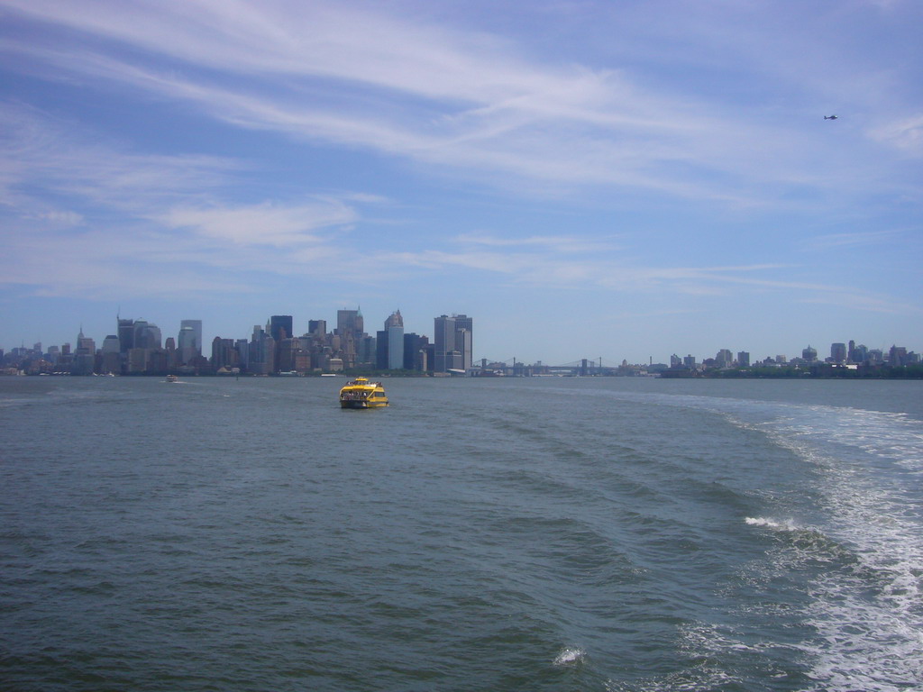 The skyline of Manhattan, from the Liberty Island ferry