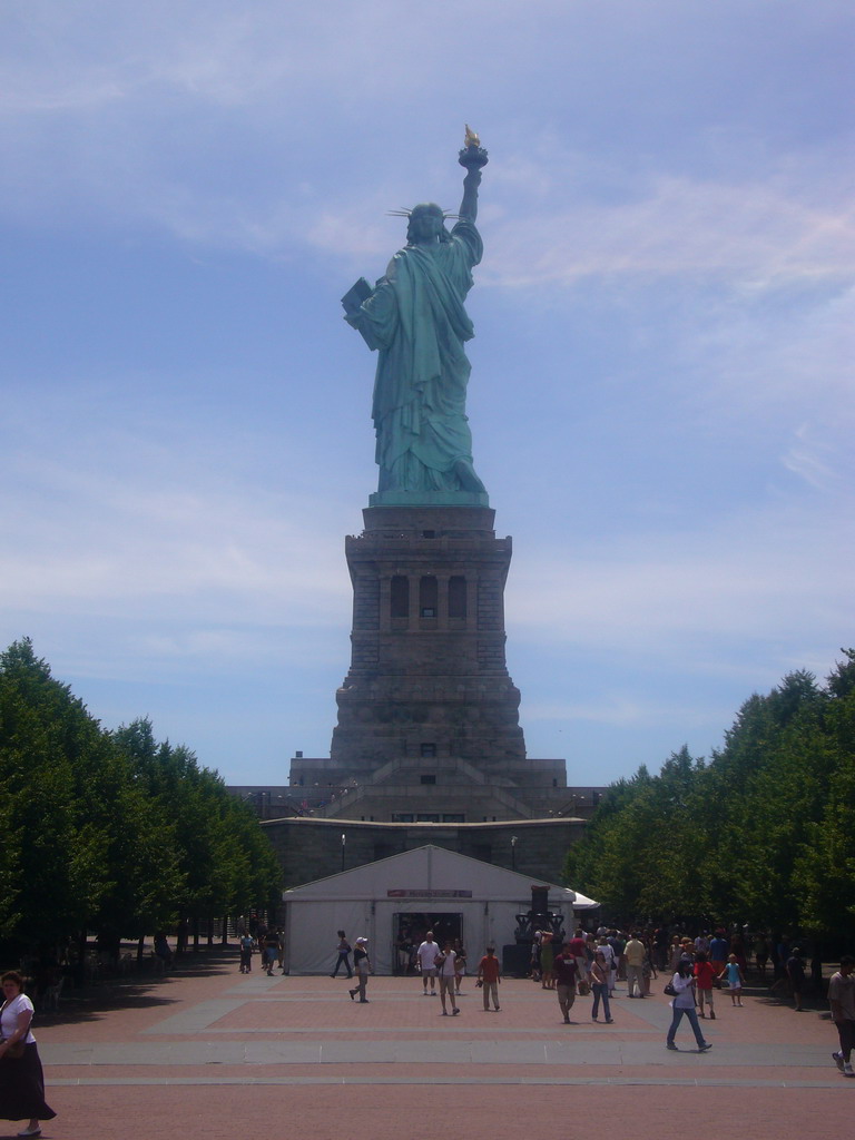 The back side of the Statue of Liberty, from the Northwest side of Liberty Island