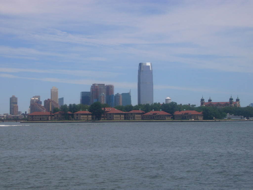 The skyline of Jersey City, from Liberty Island