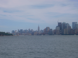Ellis Island and the skyline of Manhattan, from Liberty Island