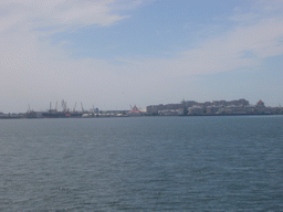 The skyline of Bayonne, from Liberty Island