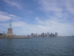 The Statue of Liberty and the skyline of Manhattan, from the Liberty Island - Ellis Island ferry