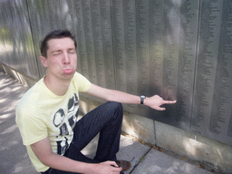 Tim at the American Immigrant Wall of Honor, on Ellis Island