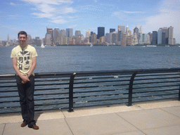 Tim and the skyline of Manhattan, from Ellis Island