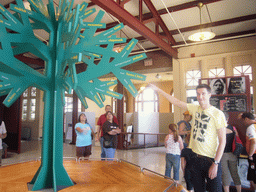 Tim with an etymological tree of American words, in the Ellis Island Immigration Museum